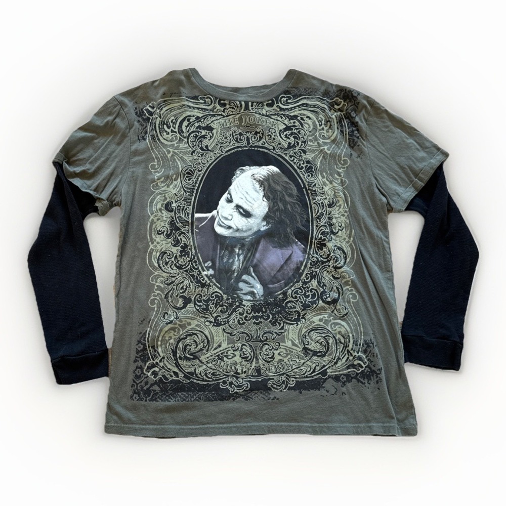The Joker Shirt Mens L‎ Heath Ledger The Dark Knight Y2K Vintage Goth Emo Skater